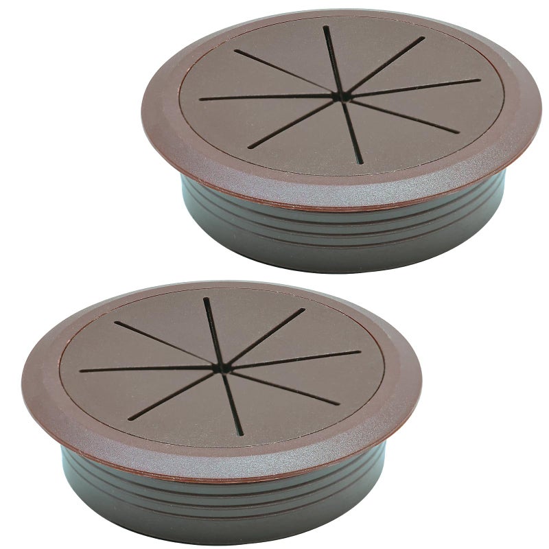 BOPOREAE Desk Grommet 3-1/8"" (80 mm), Desk Hole Cover for Cables Coffee, Cable Grommet ABS Plastic, Desk Hole Grommet for Office and Home Table Cable, Detachable & Flexible Cable Cord Organizer-2 Pcs - Image 1